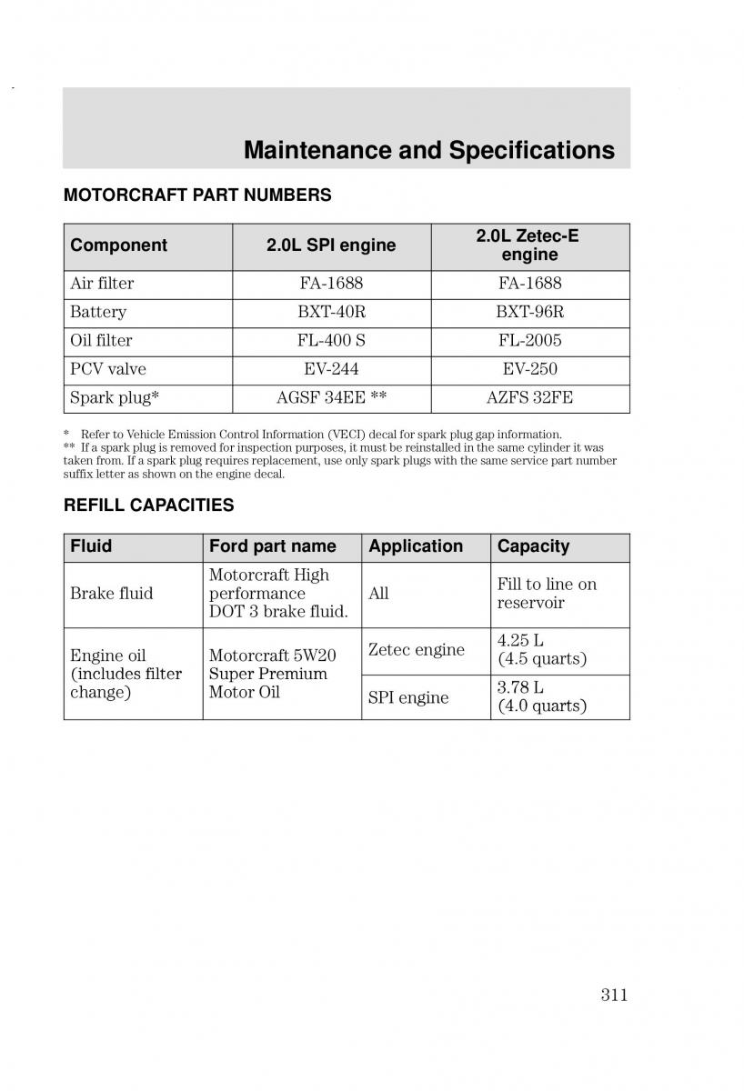 Ford Focus I 1 owners manual / page 311