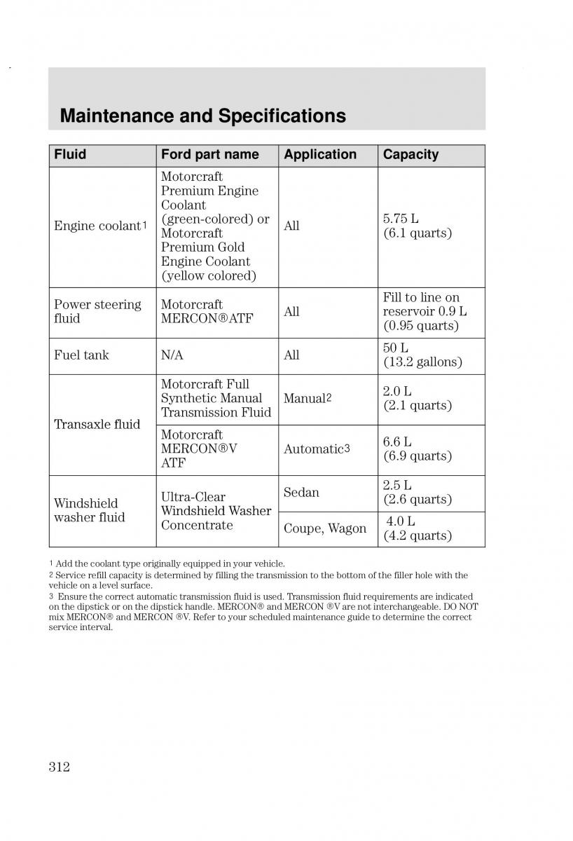 Ford Focus I 1 owners manual / page 312