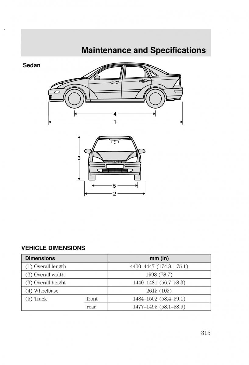 Ford Focus I 1 owners manual / page 315