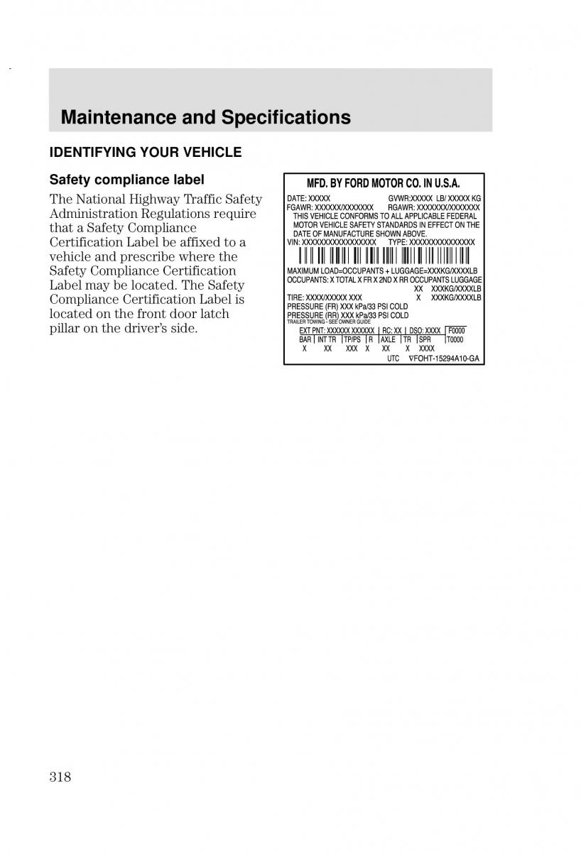 Ford Focus I 1 owners manual / page 318