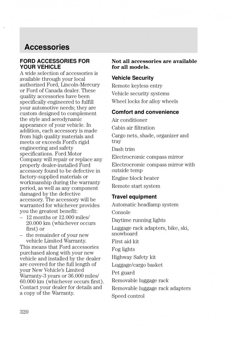 Ford Focus I 1 owners manual / page 320