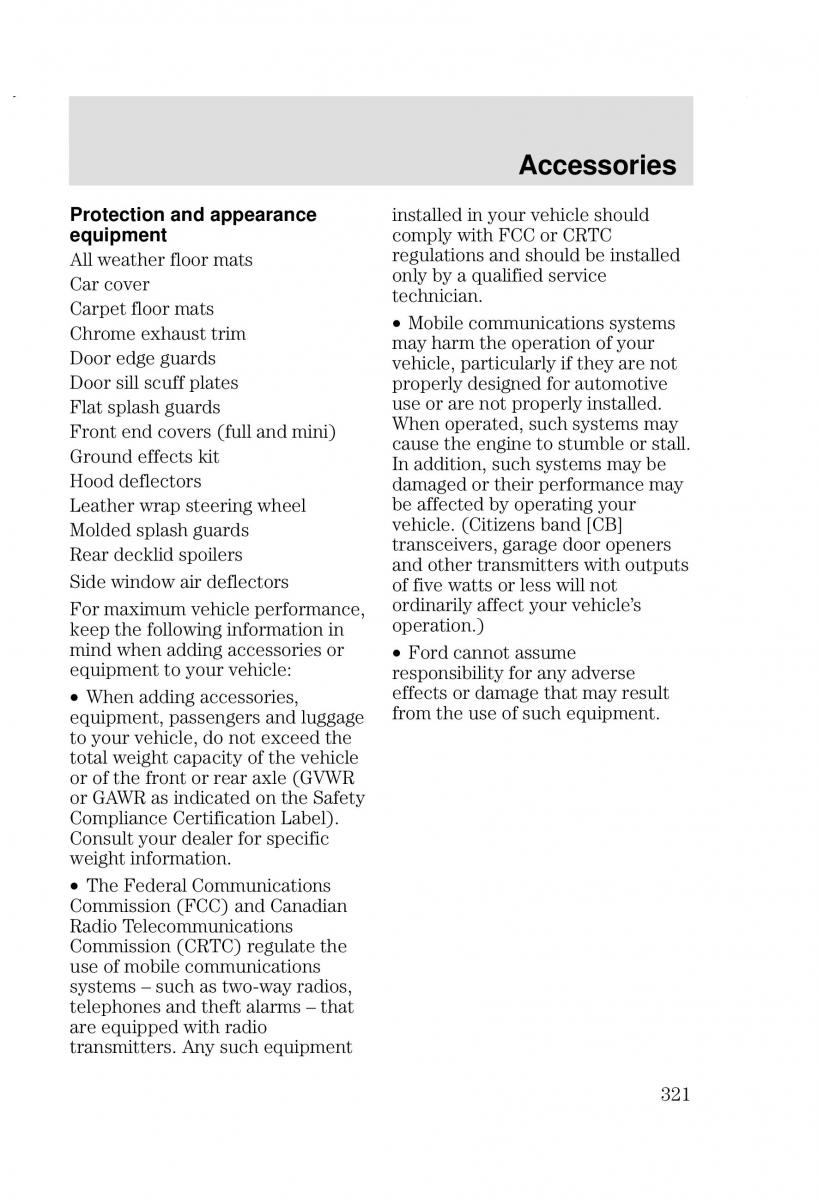 Ford Focus I 1 owners manual / page 321