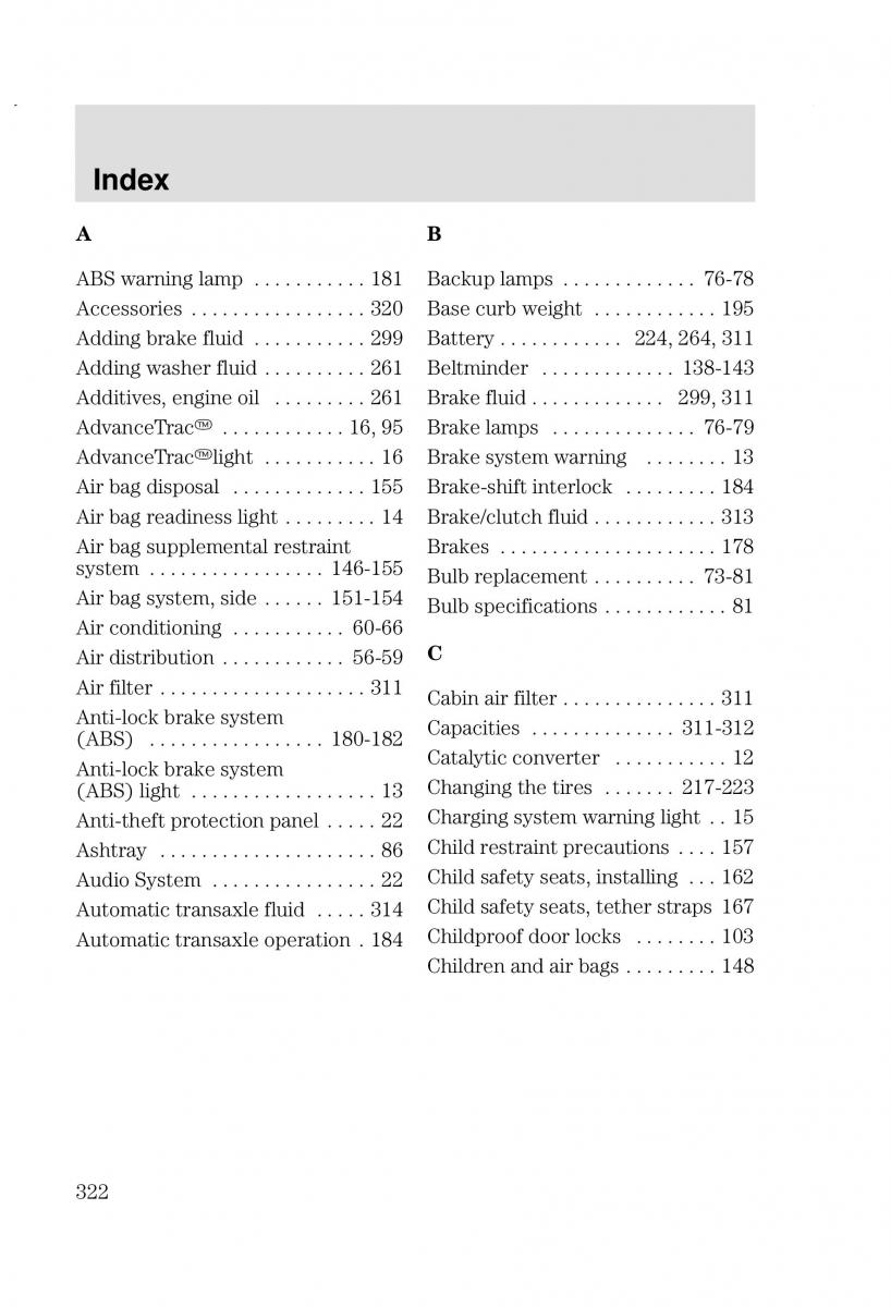 Ford Focus I 1 owners manual / page 322