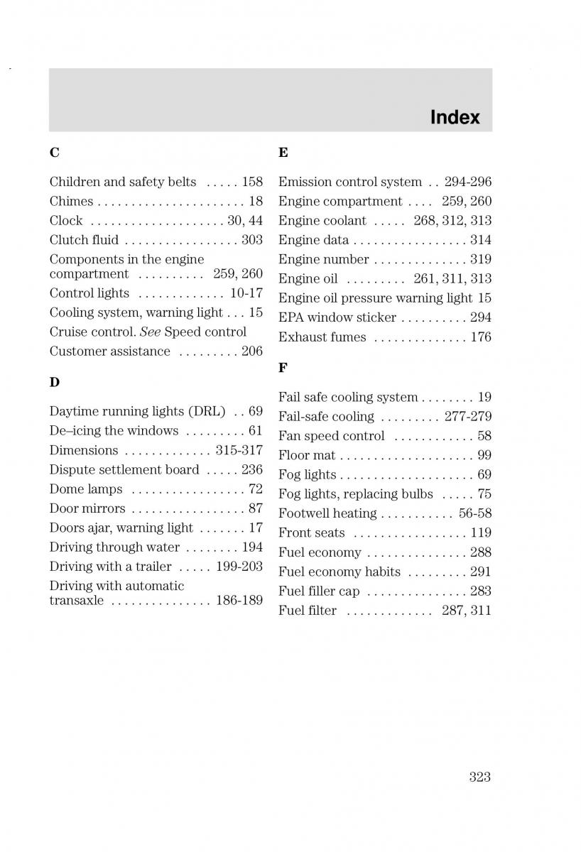 Ford Focus I 1 owners manual / page 323