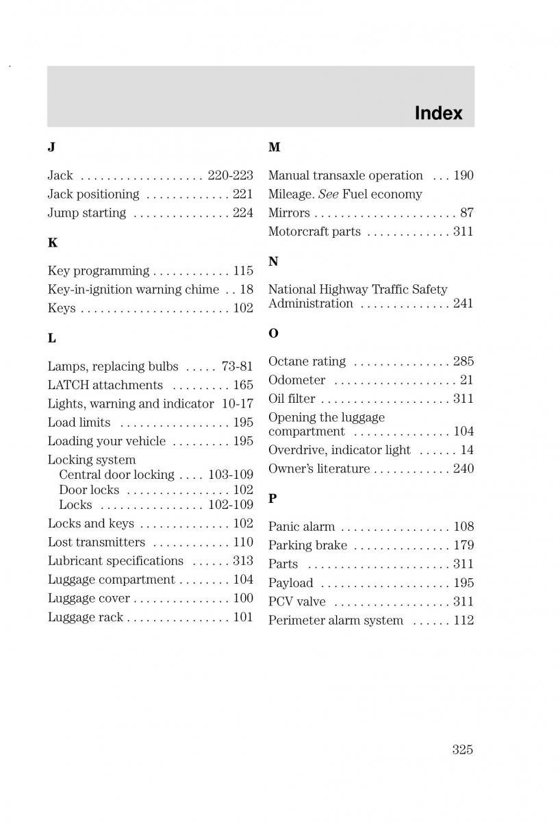 Ford Focus I 1 owners manual / page 325