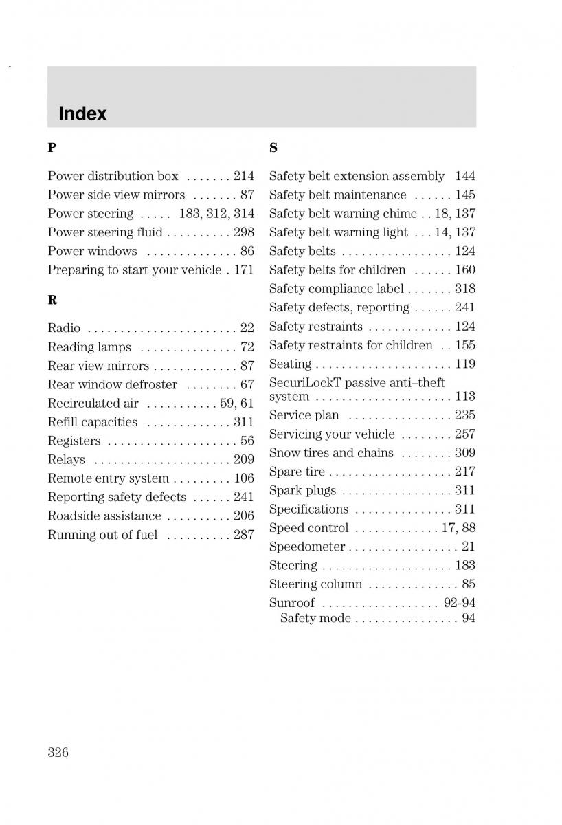 Ford Focus I 1 owners manual / page 326