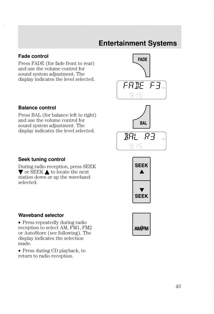 Ford Focus I 1 owners manual / page 43