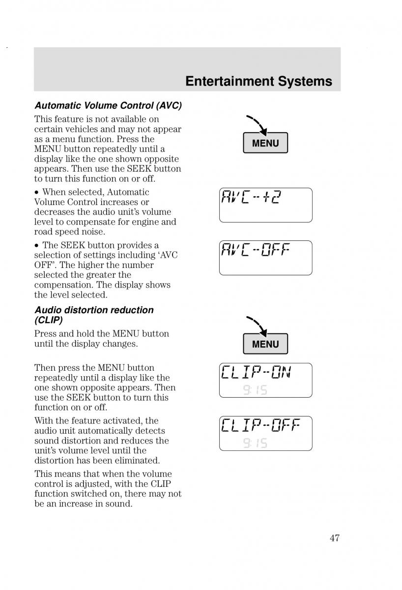 Ford Focus I 1 owners manual / page 47