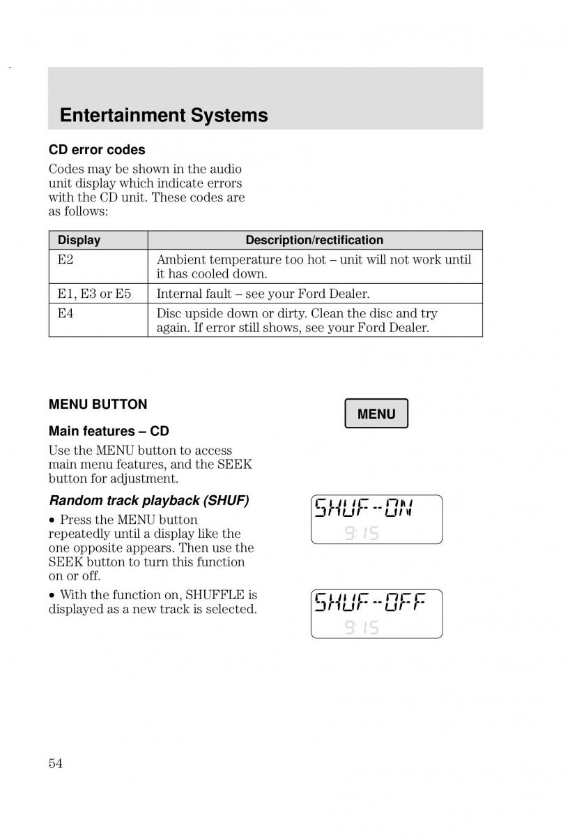 Ford Focus I 1 owners manual / page 54