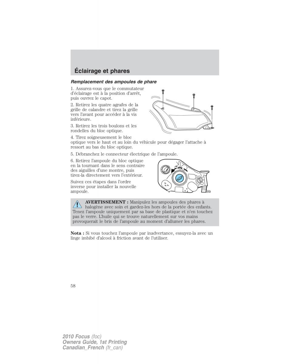 Ford Focus II 2 manuel du proprietaire / page 58