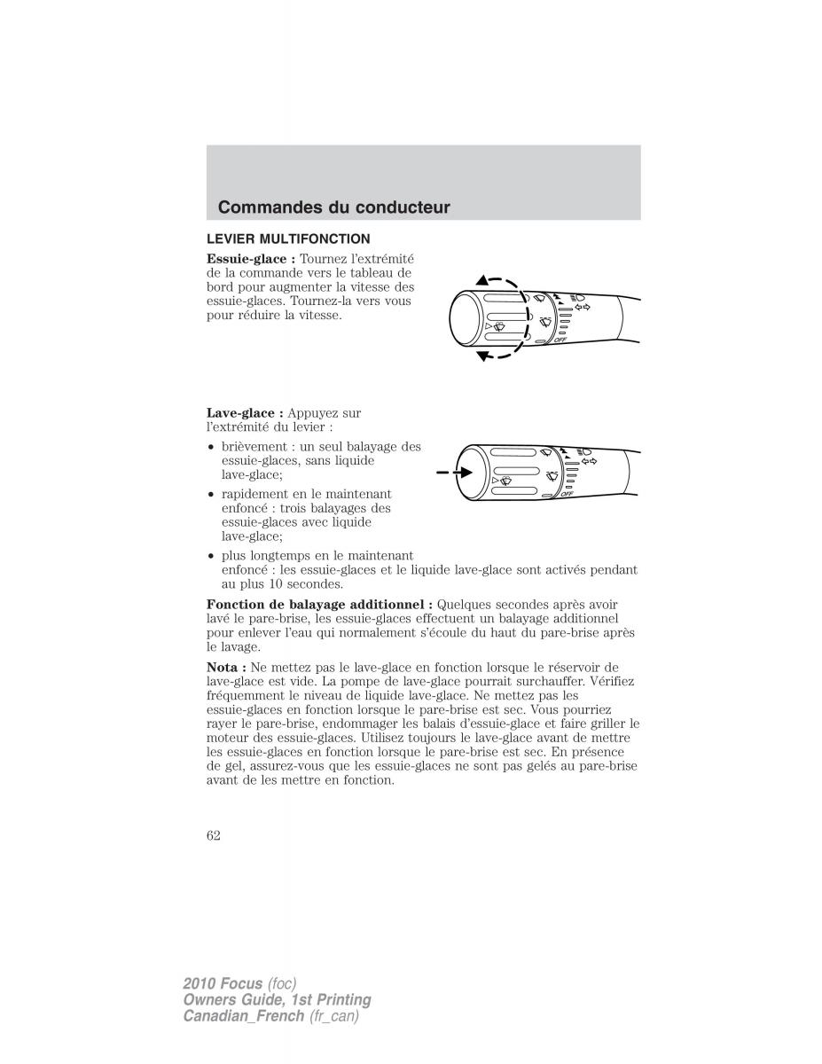 Ford Focus II 2 manuel du proprietaire / page 62