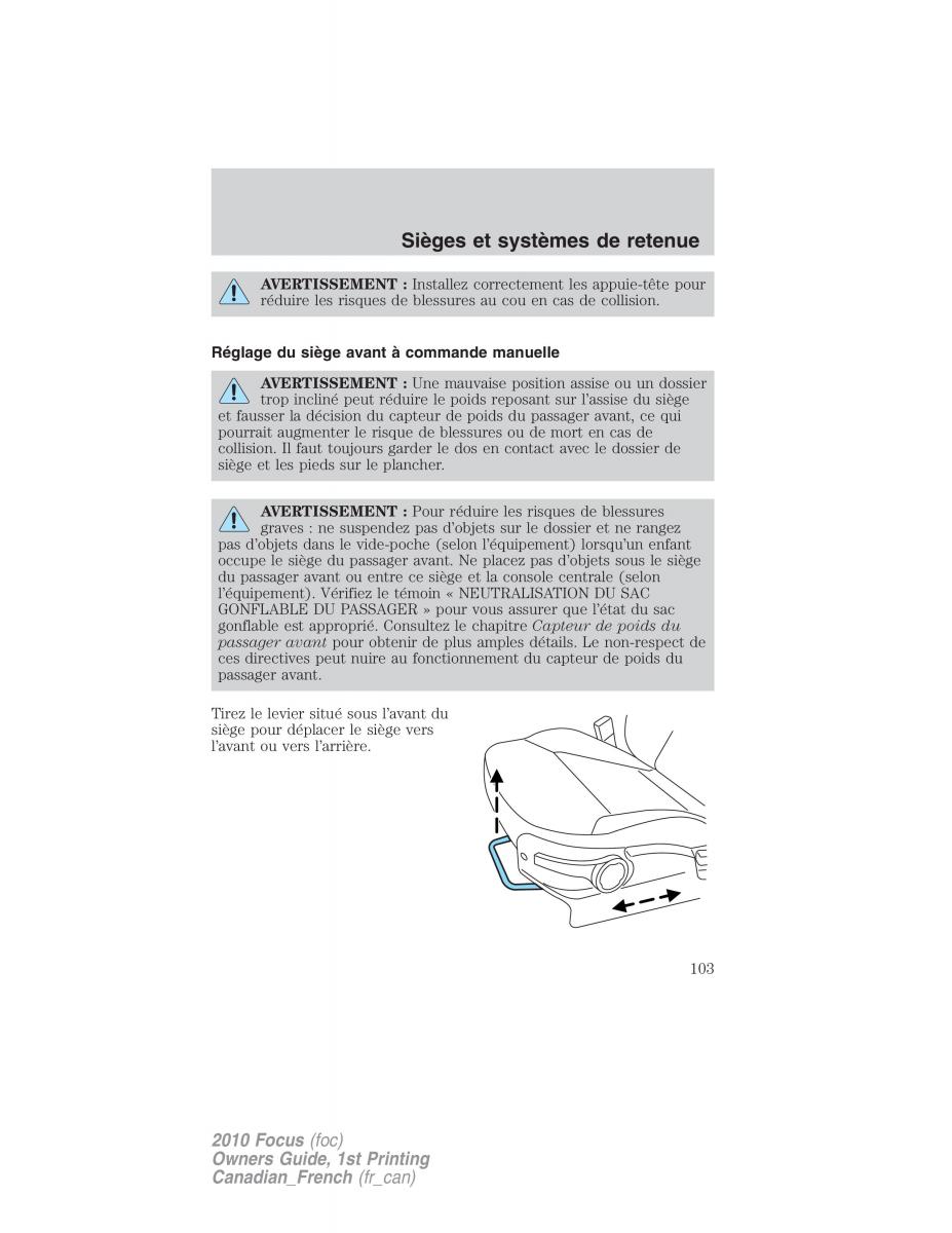 Ford Focus II 2 manuel du proprietaire / page 103