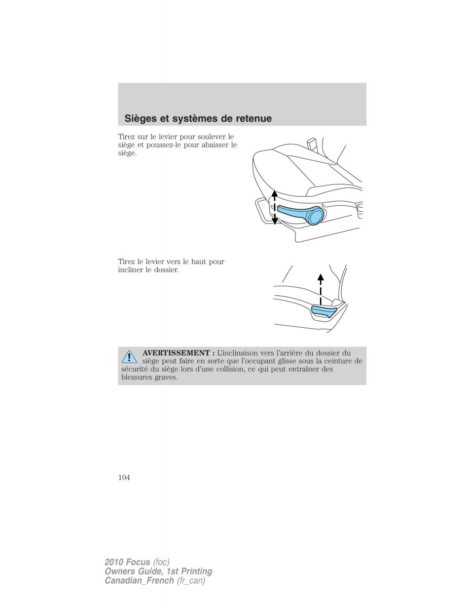 Ford Focus II 2 manuel du proprietaire / page 104