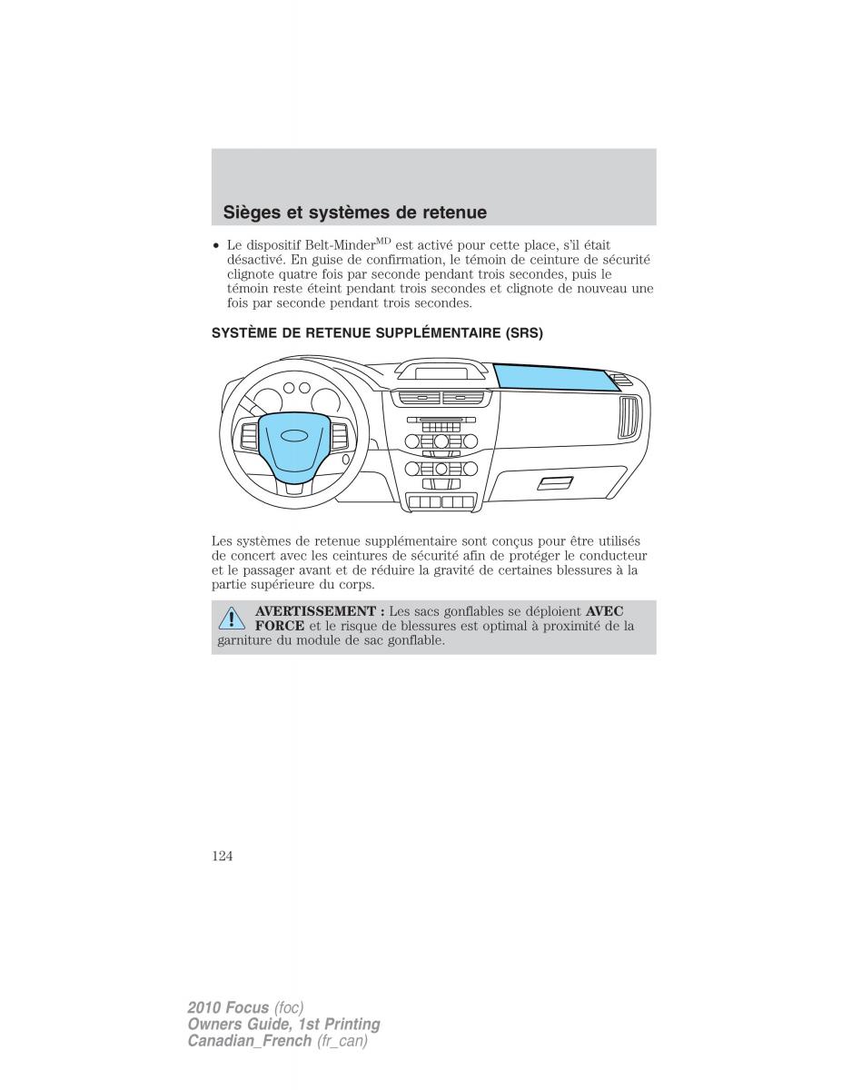 Ford Focus II 2 manuel du proprietaire / page 124