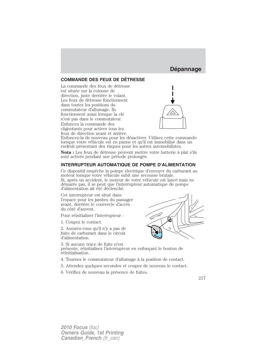 Ford Focus II 2 manuel du proprietaire / page 217