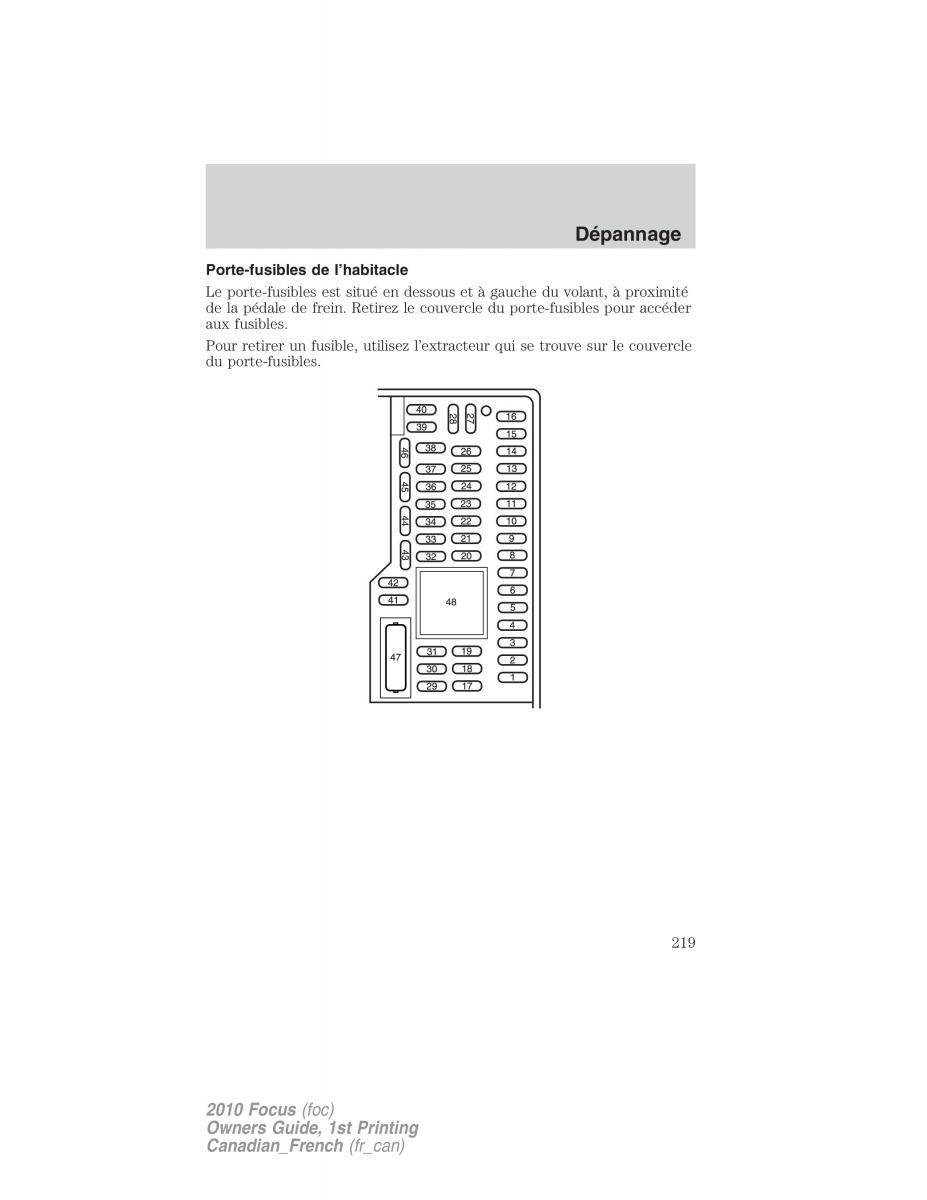 Ford Focus II 2 manuel du proprietaire / page 219