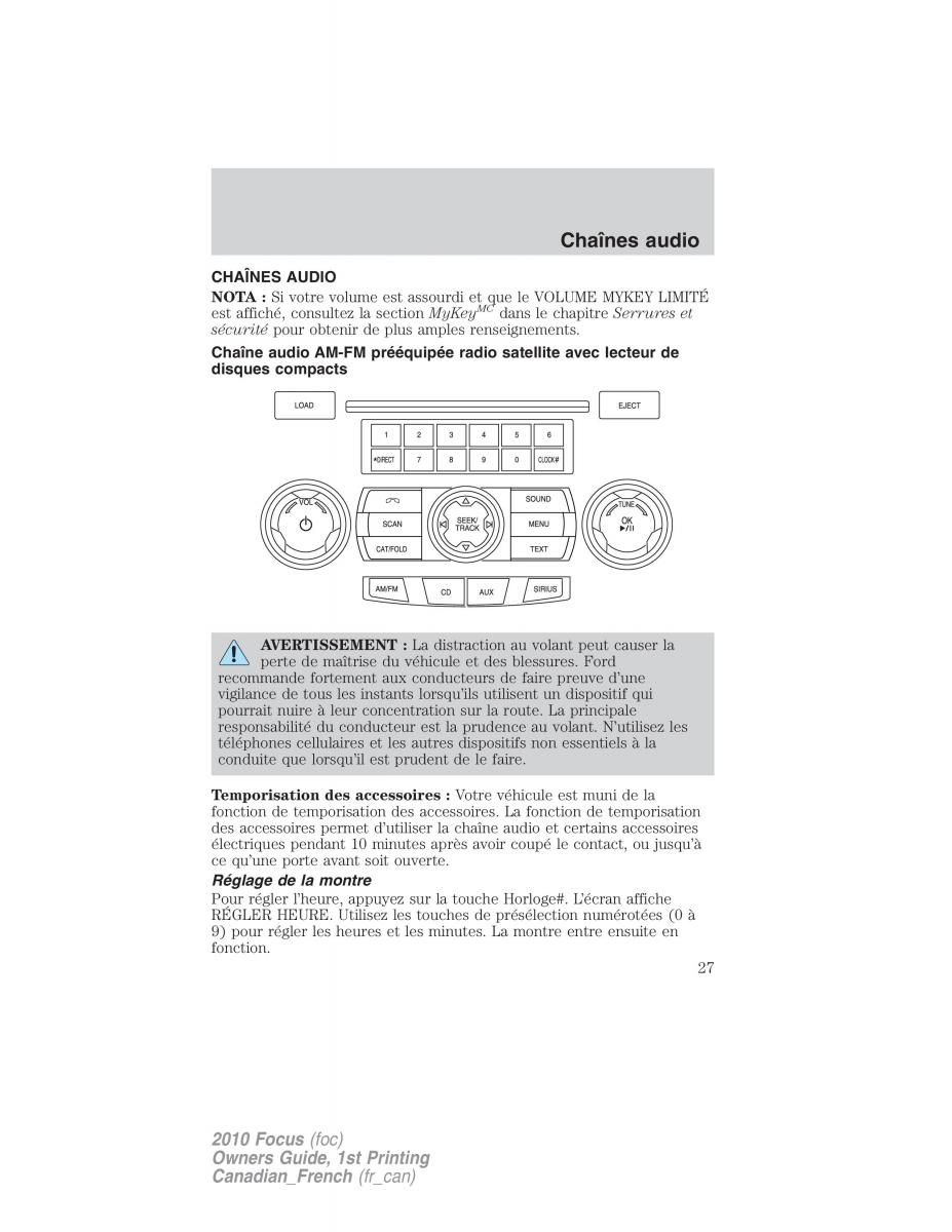 Ford Focus II 2 manuel du proprietaire / page 27