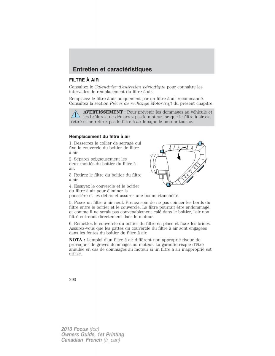 Ford Focus II 2 manuel du proprietaire / page 290