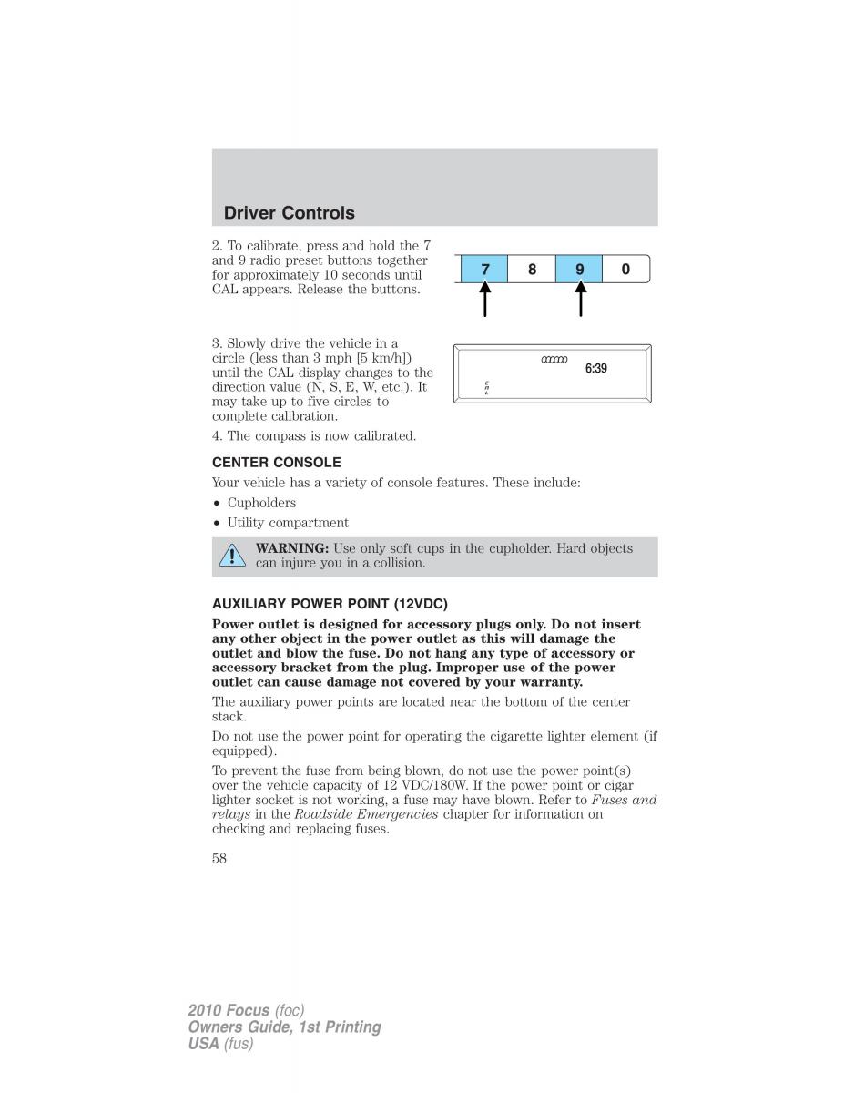 Ford Focus II 2 owners manual / page 58