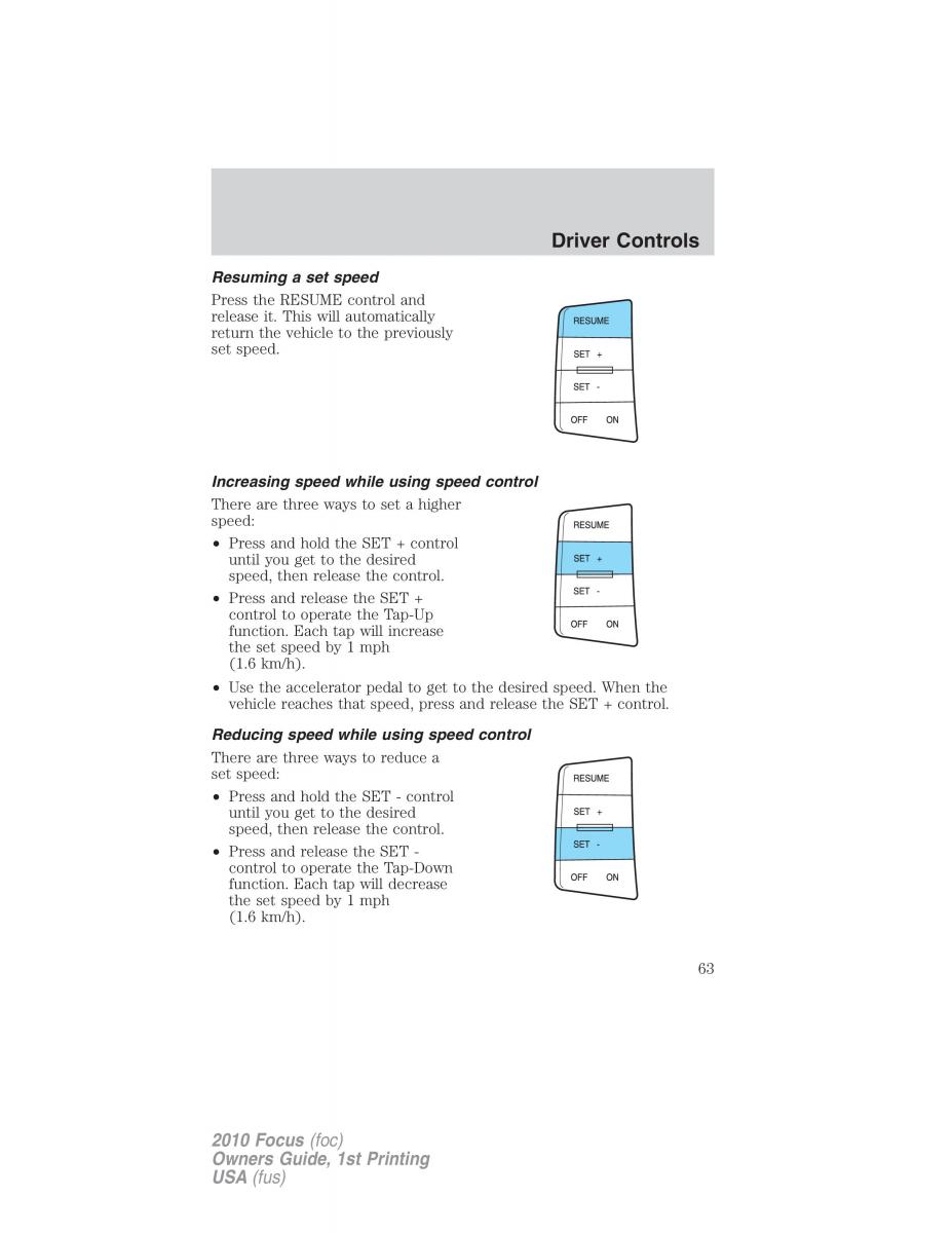 Ford Focus II 2 owners manual / page 63