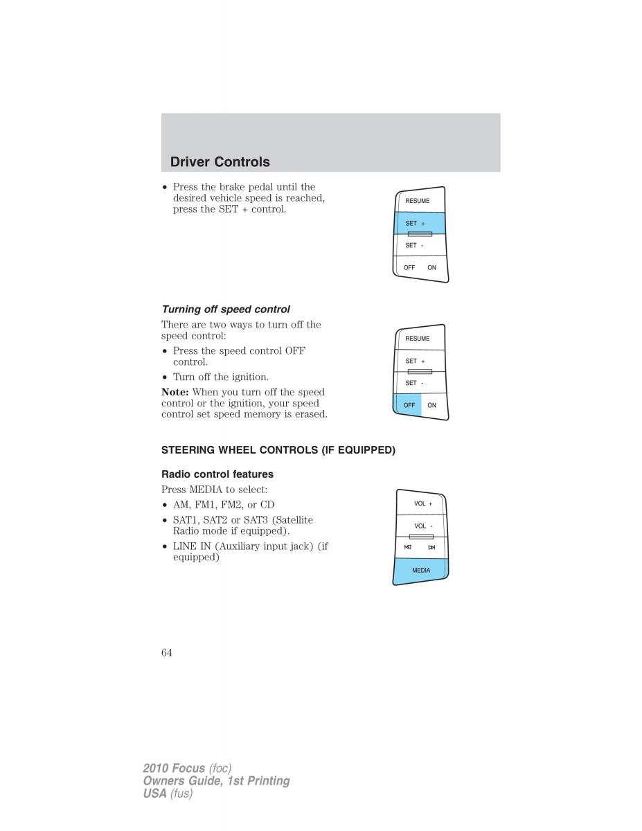 Ford Focus II 2 owners manual / page 64