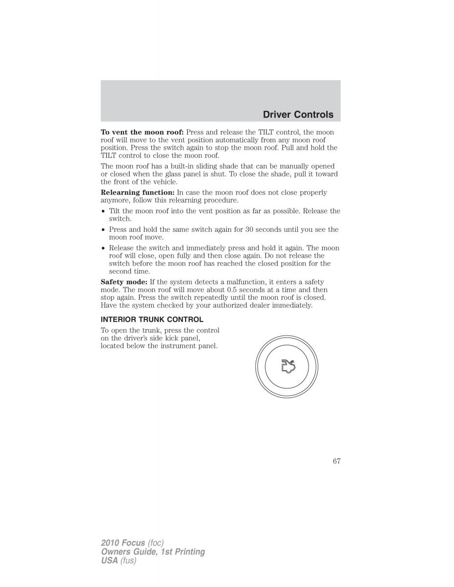 Ford Focus II 2 owners manual / page 67