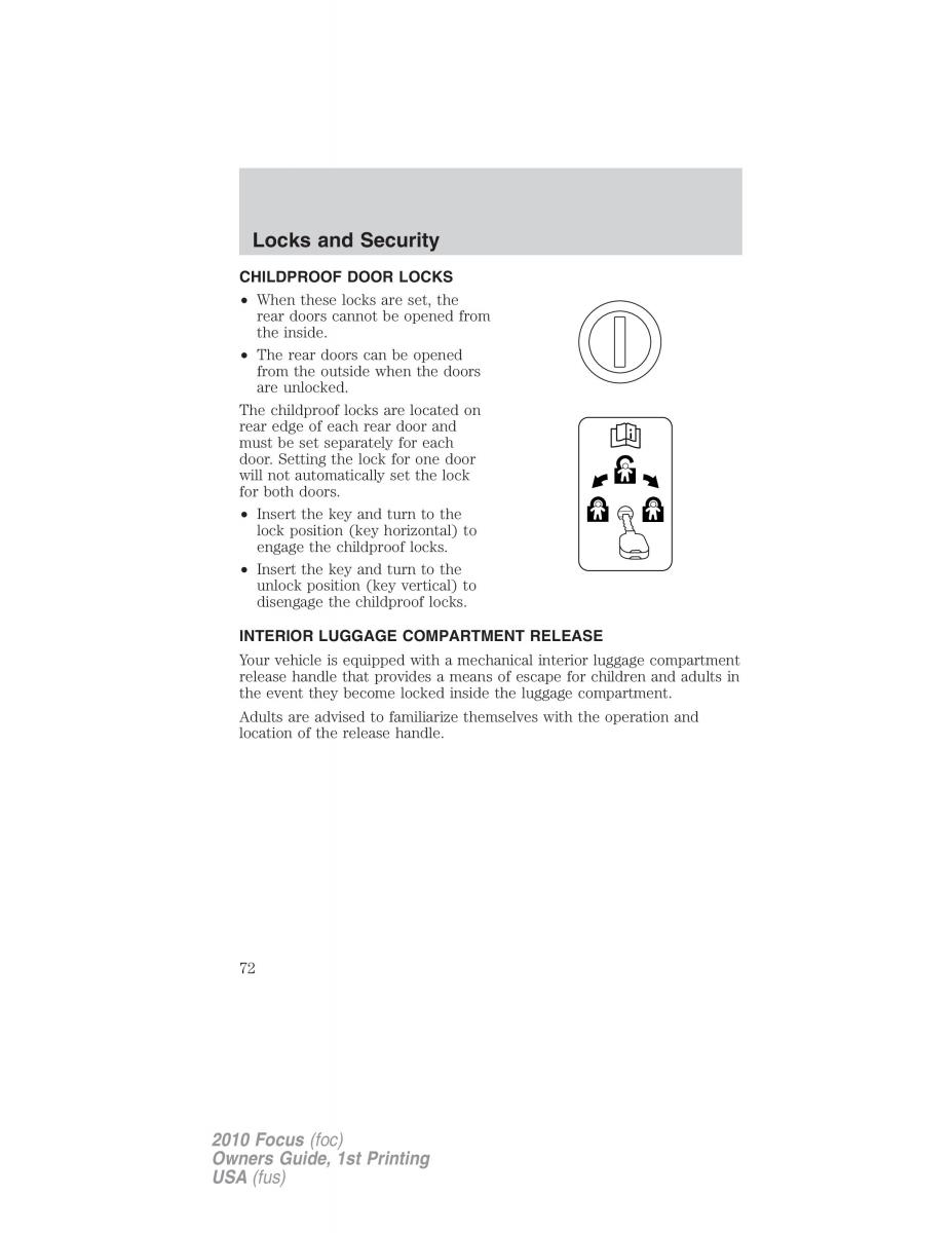 Ford Focus II 2 owners manual / page 72