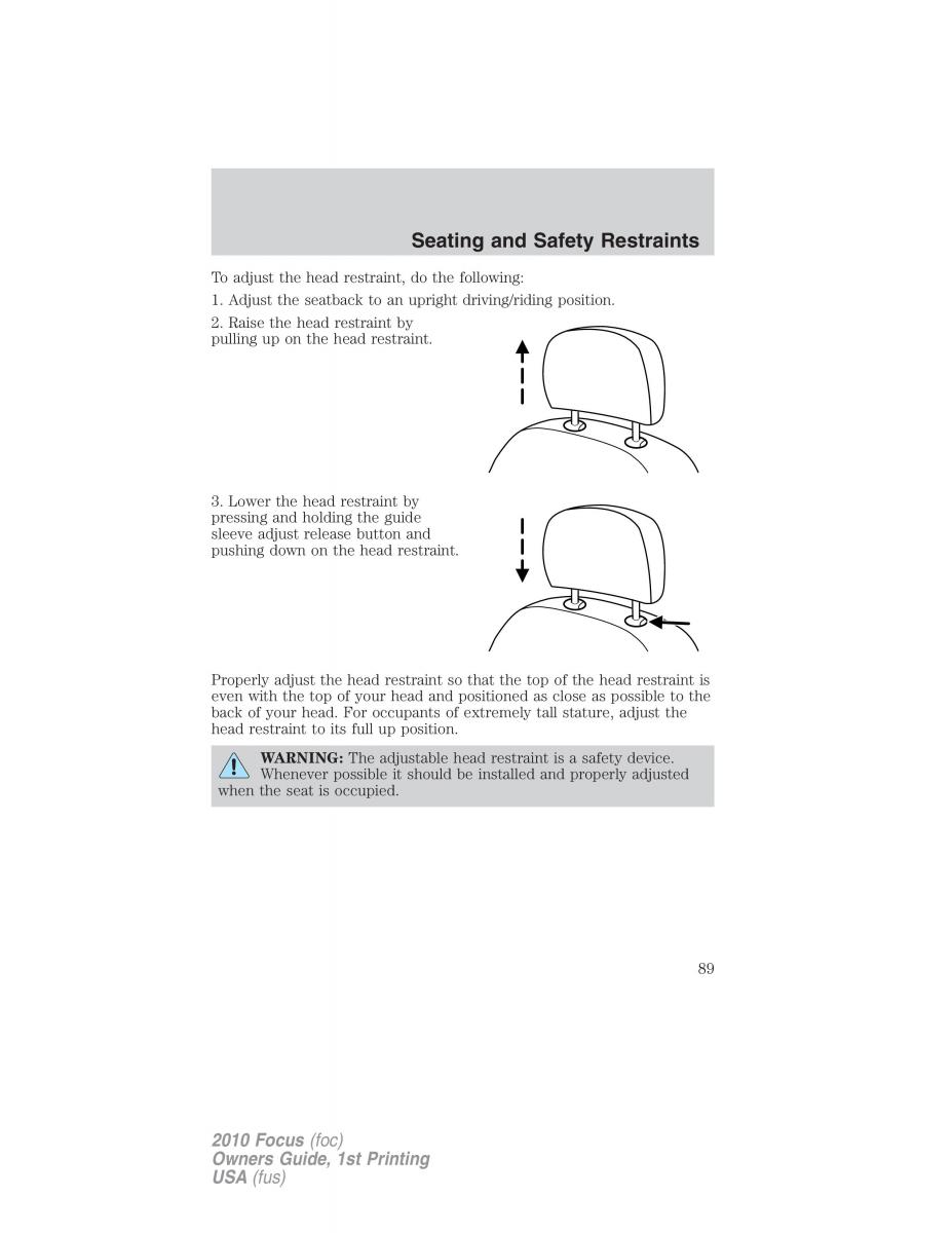 Ford Focus II 2 owners manual / page 89