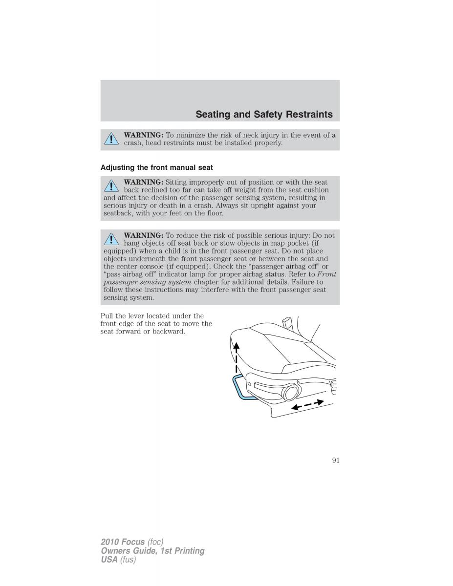 Ford Focus II 2 owners manual / page 91