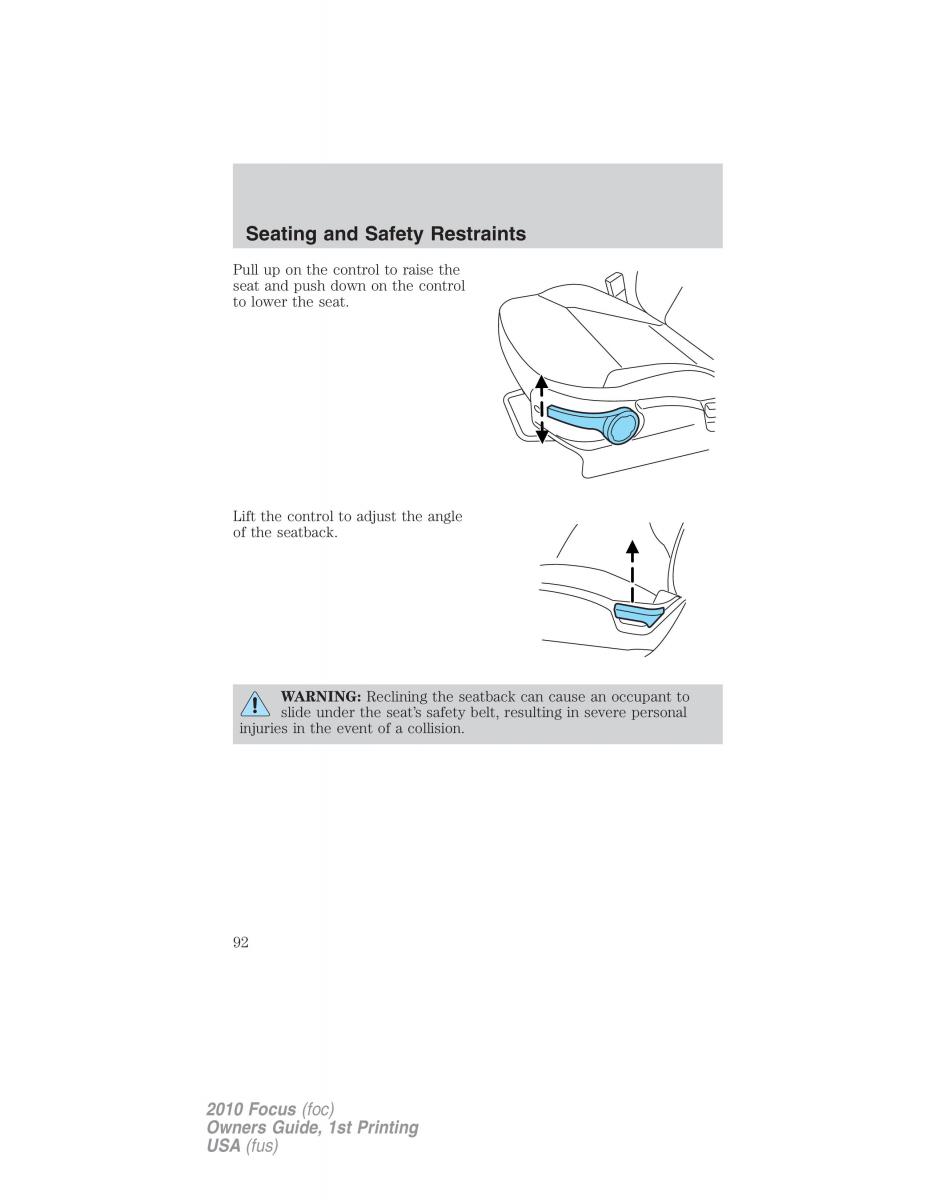 Ford Focus II 2 owners manual / page 92