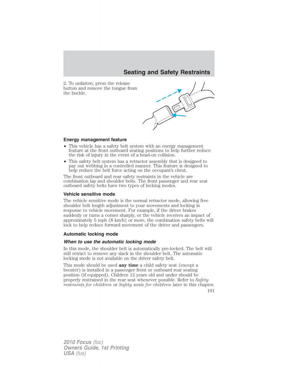 Ford Focus II 2 owners manual / page 101