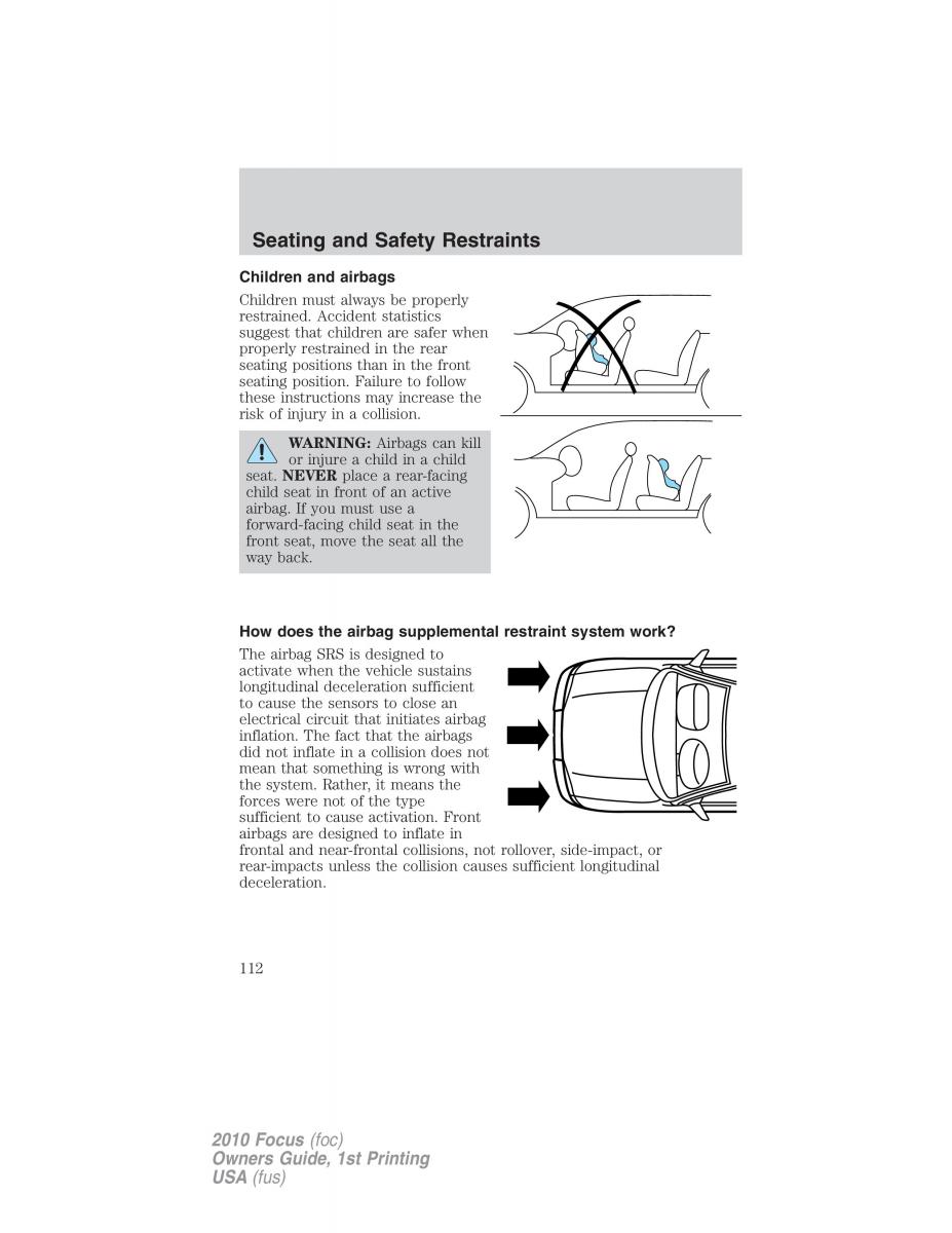 Ford Focus II 2 owners manual / page 112