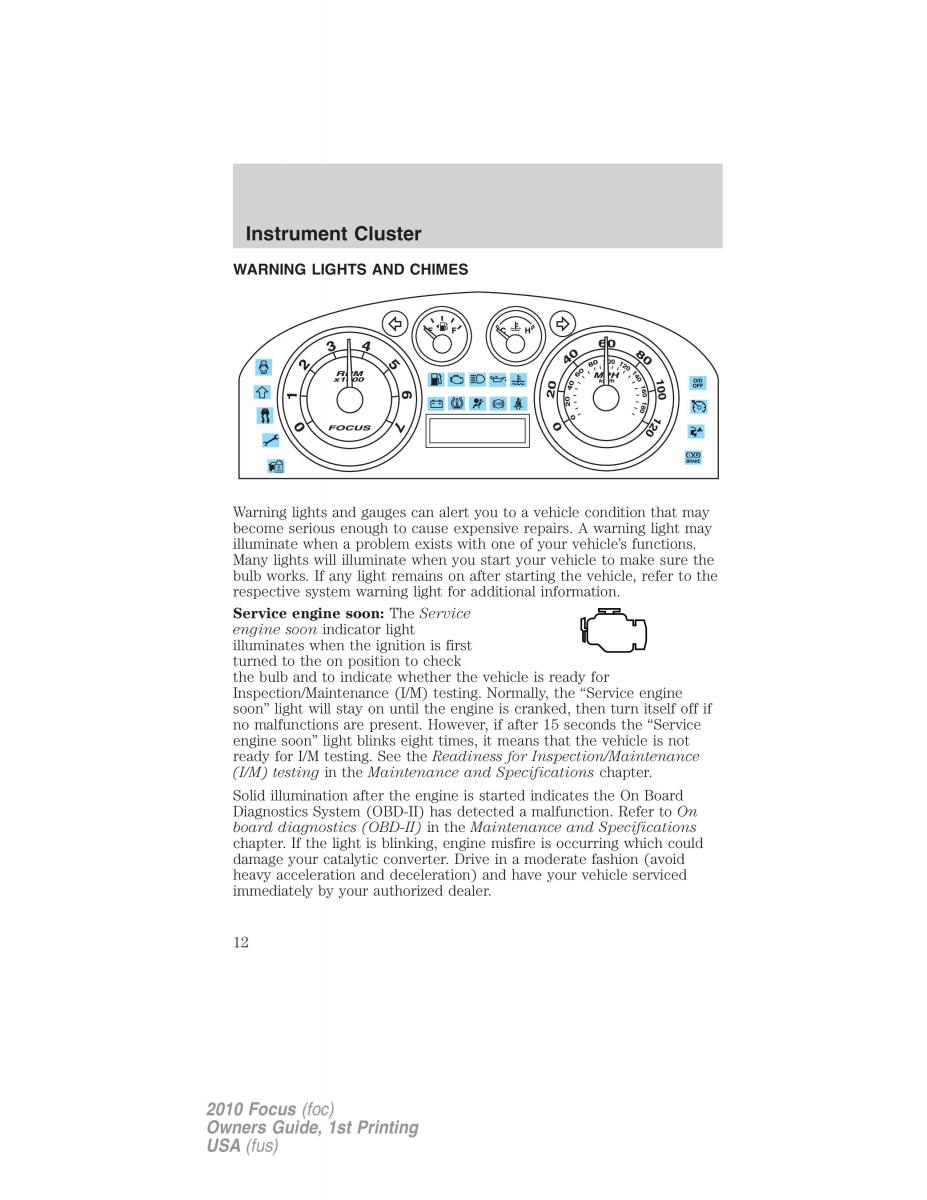 Ford Focus II 2 owners manual / page 12