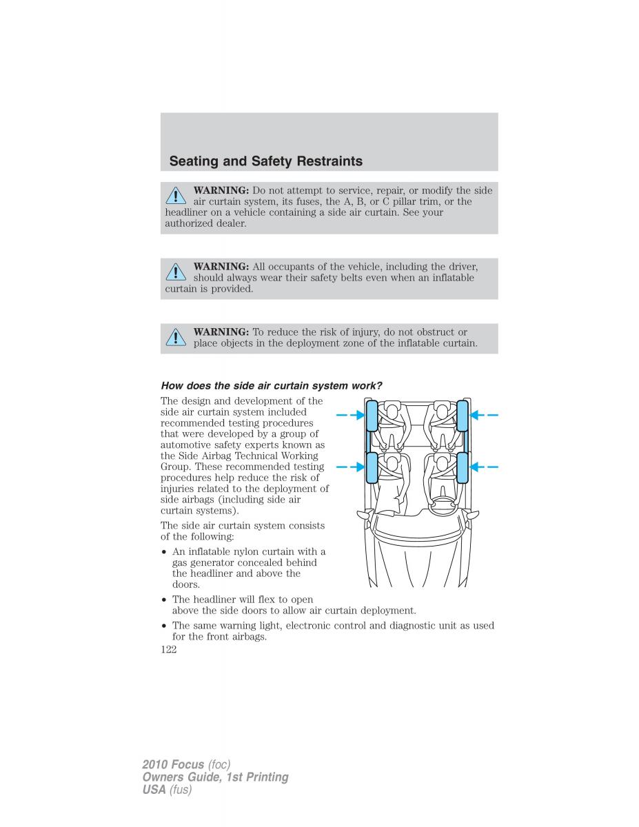 Ford Focus II 2 owners manual / page 122