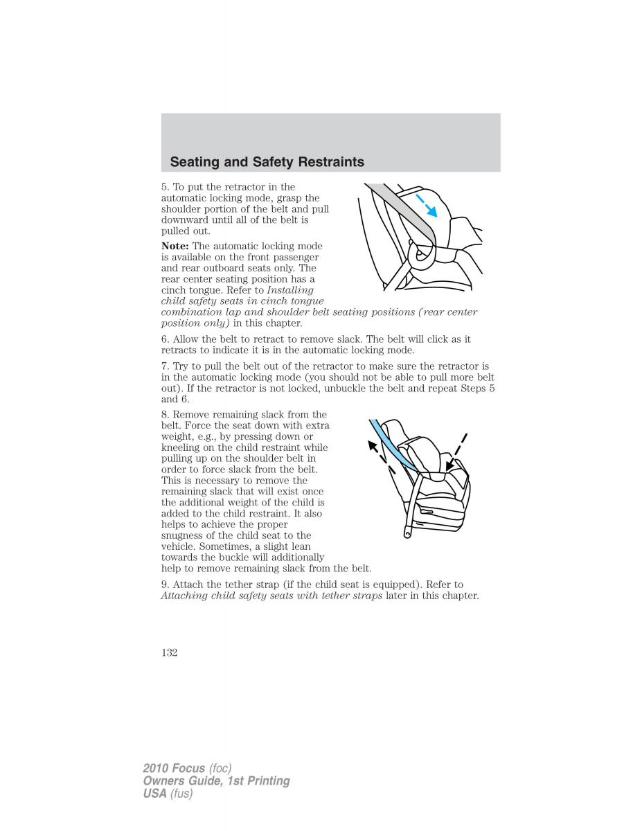 Ford Focus II 2 owners manual / page 132