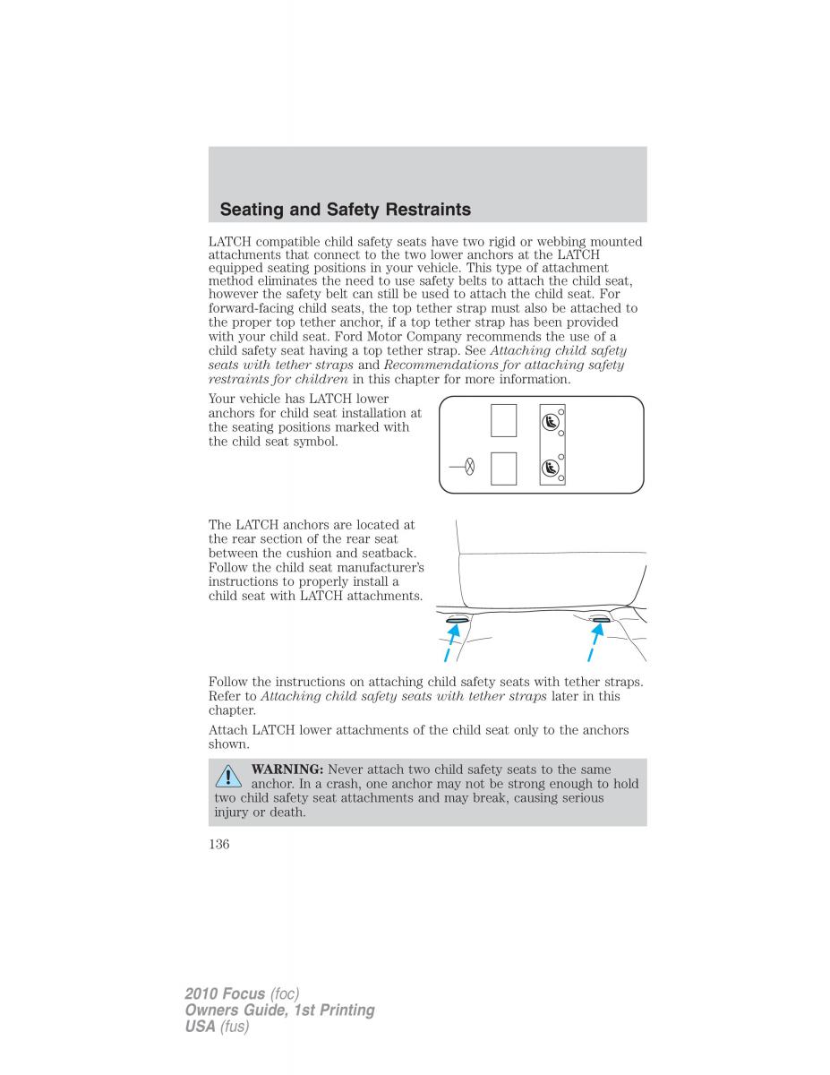 Ford Focus II 2 owners manual / page 136