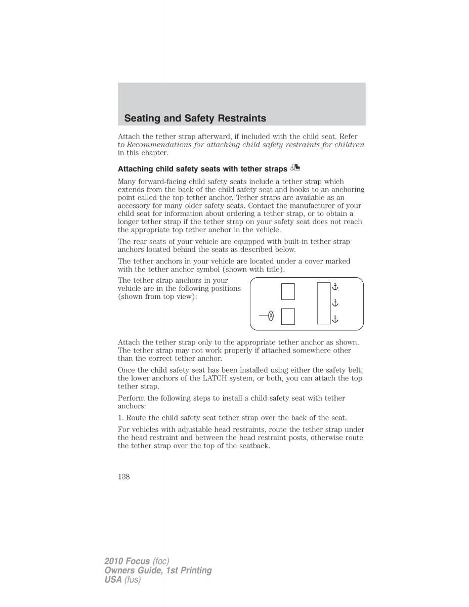 Ford Focus II 2 owners manual / page 138