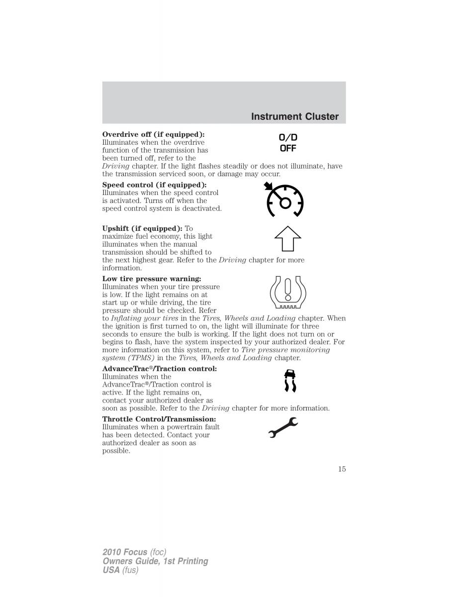 Ford Focus II 2 owners manual / page 15