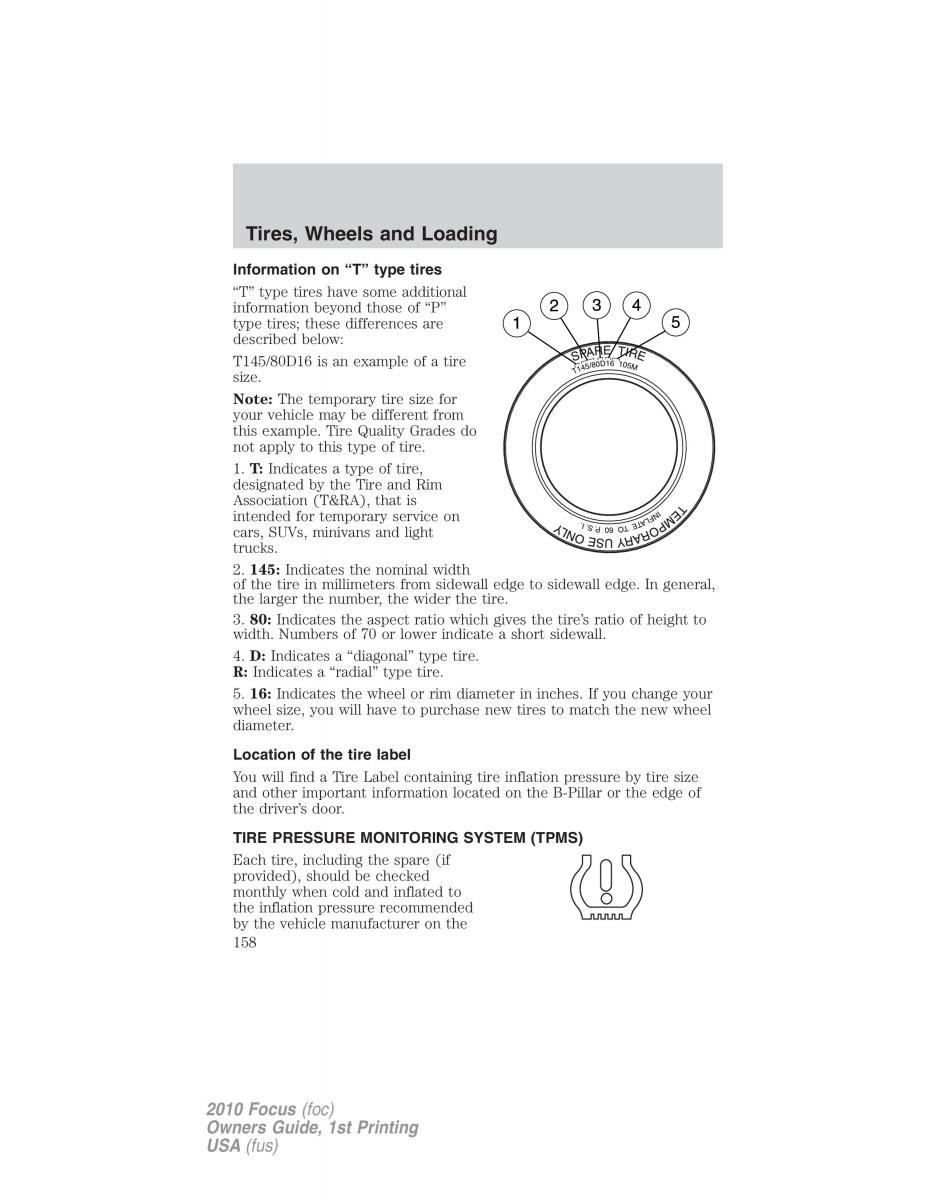 Ford Focus II 2 owners manual / page 158