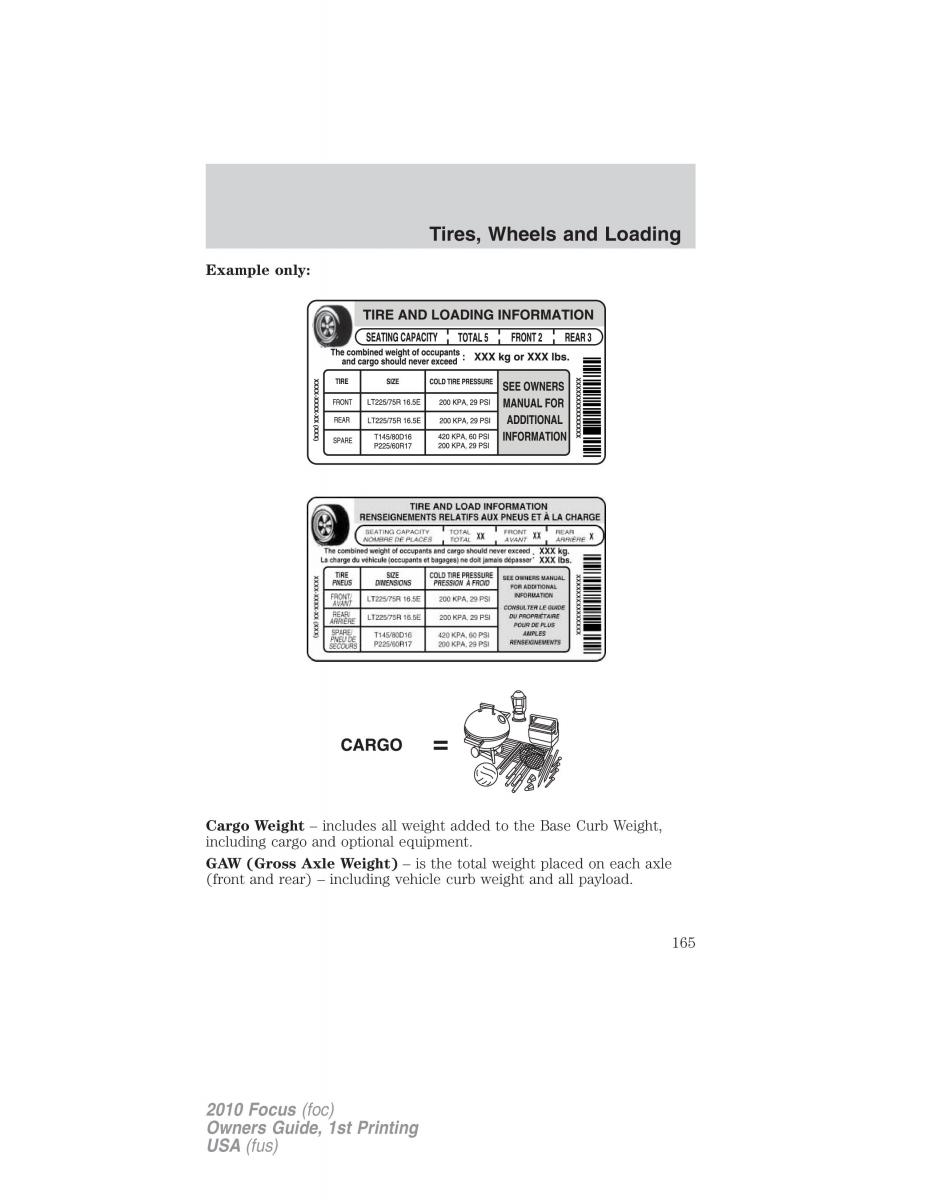 Ford Focus II 2 owners manual / page 165