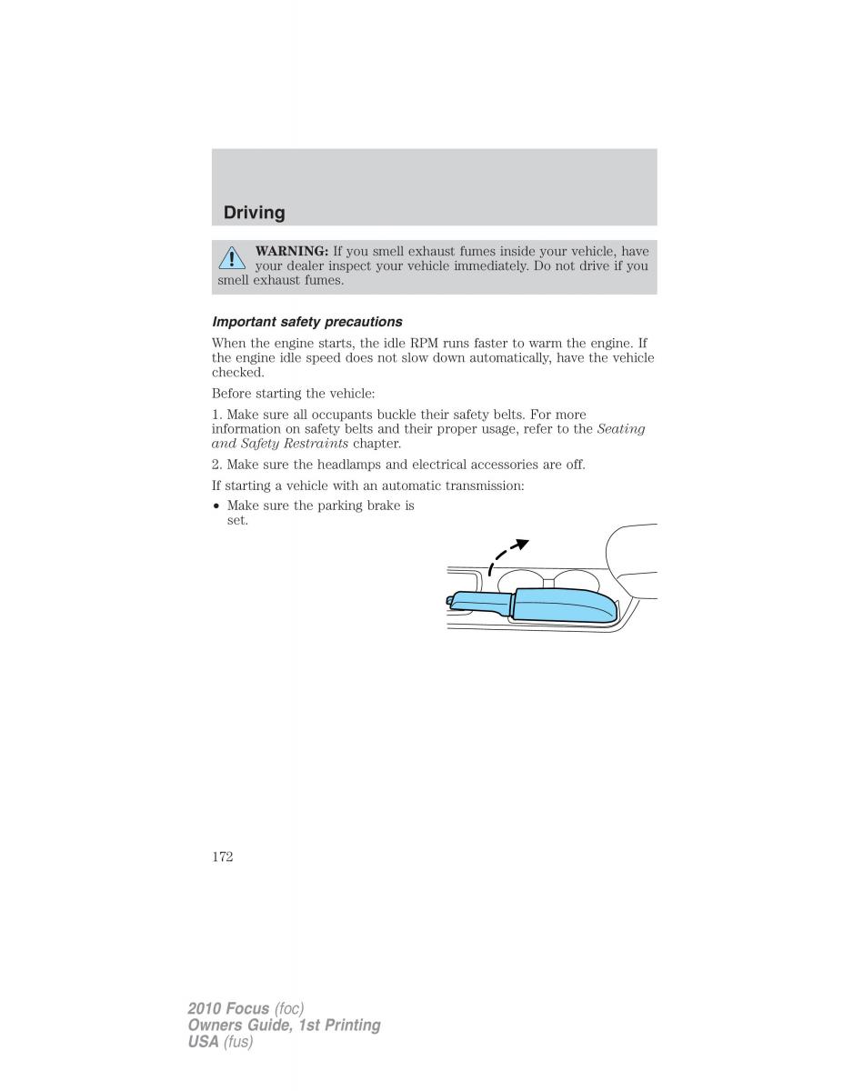 Ford Focus II 2 owners manual / page 172