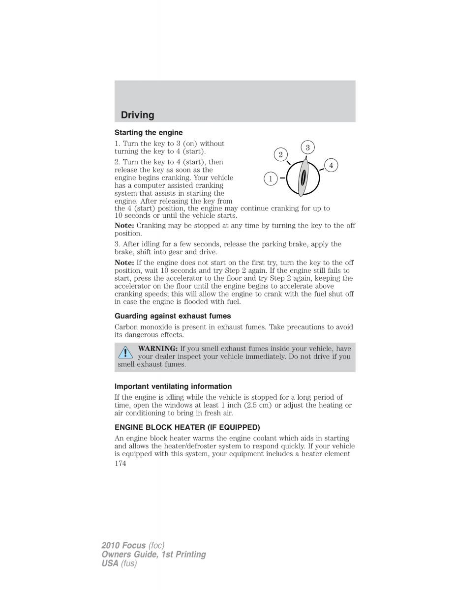 Ford Focus II 2 owners manual / page 174