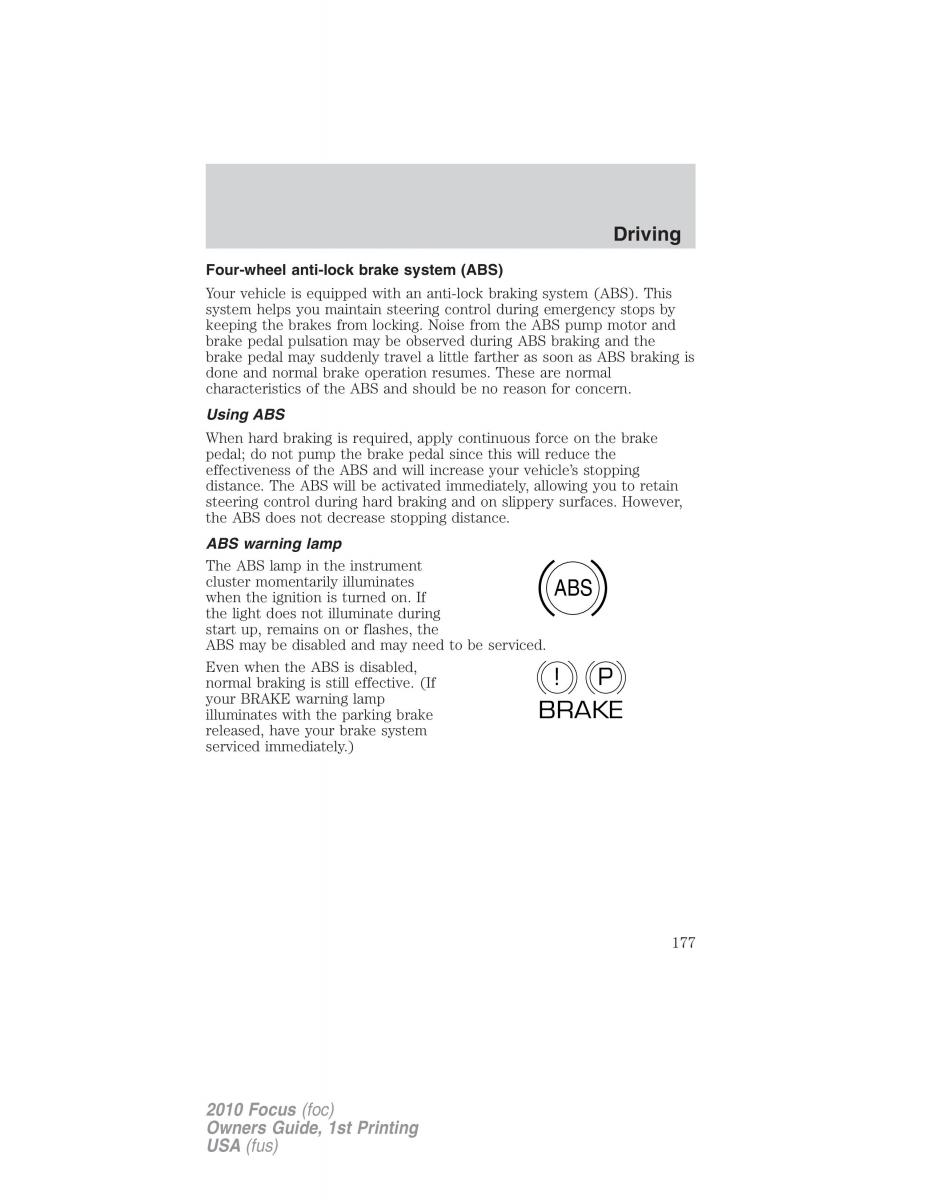 Ford Focus II 2 owners manual / page 177