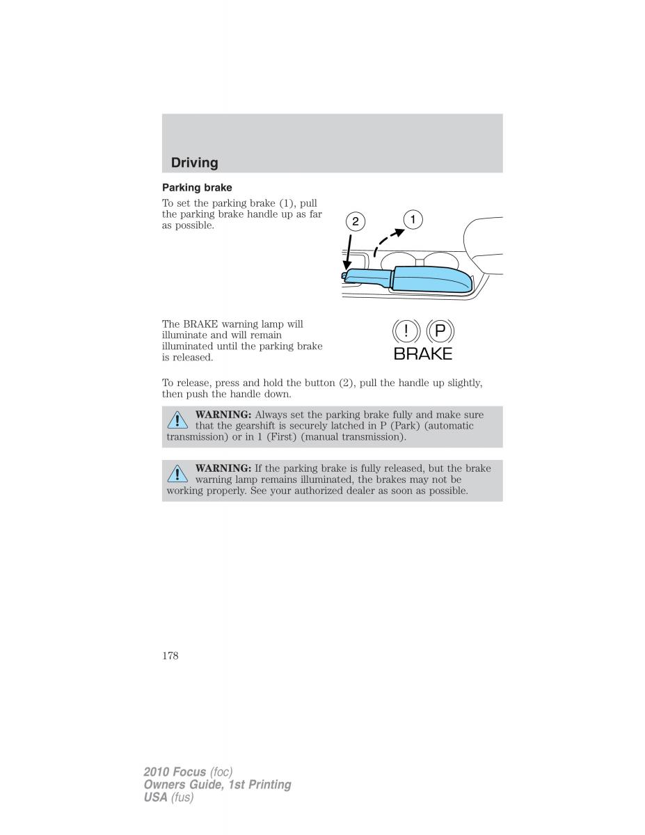 Ford Focus II 2 owners manual / page 178