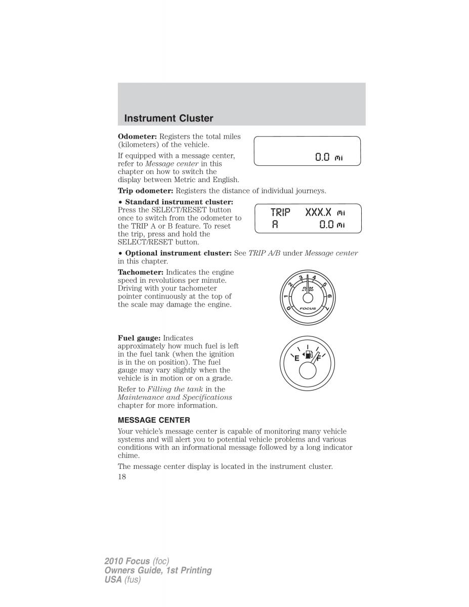 Ford Focus II 2 owners manual / page 18