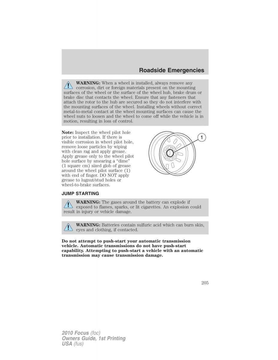 Ford Focus II 2 owners manual / page 205