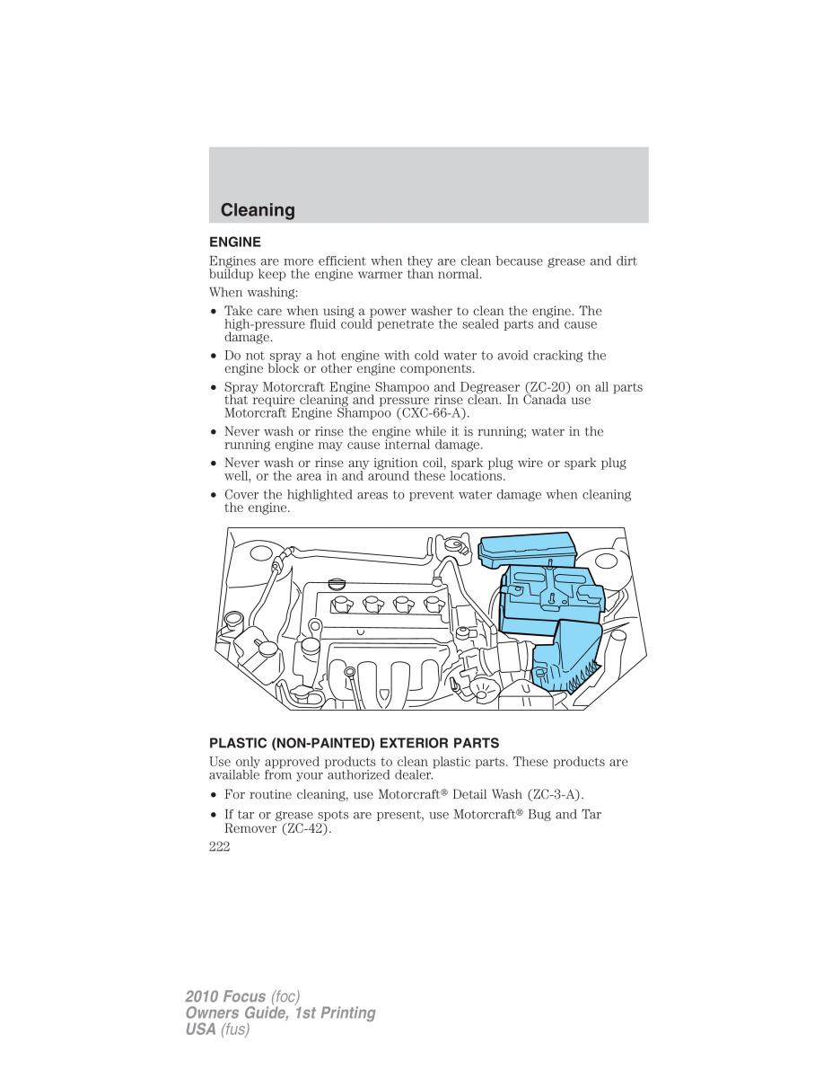 Ford Focus II 2 owners manual / page 222