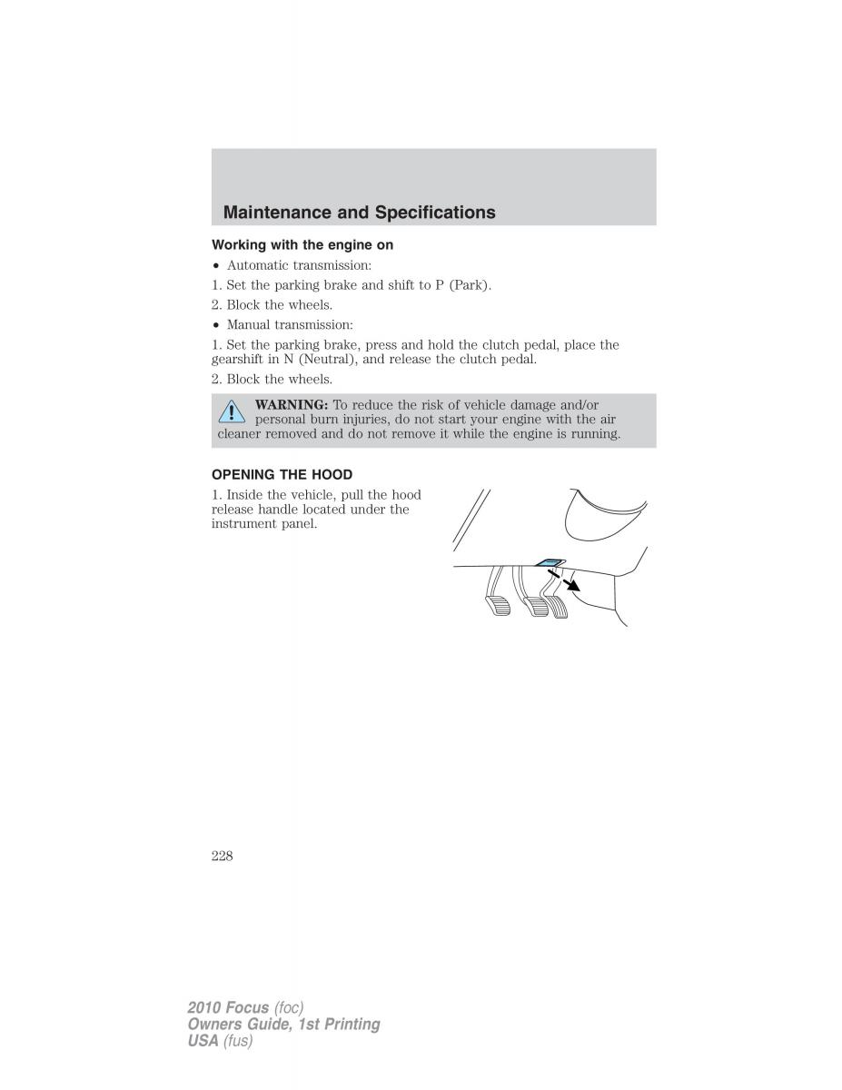 Ford Focus II 2 owners manual / page 228