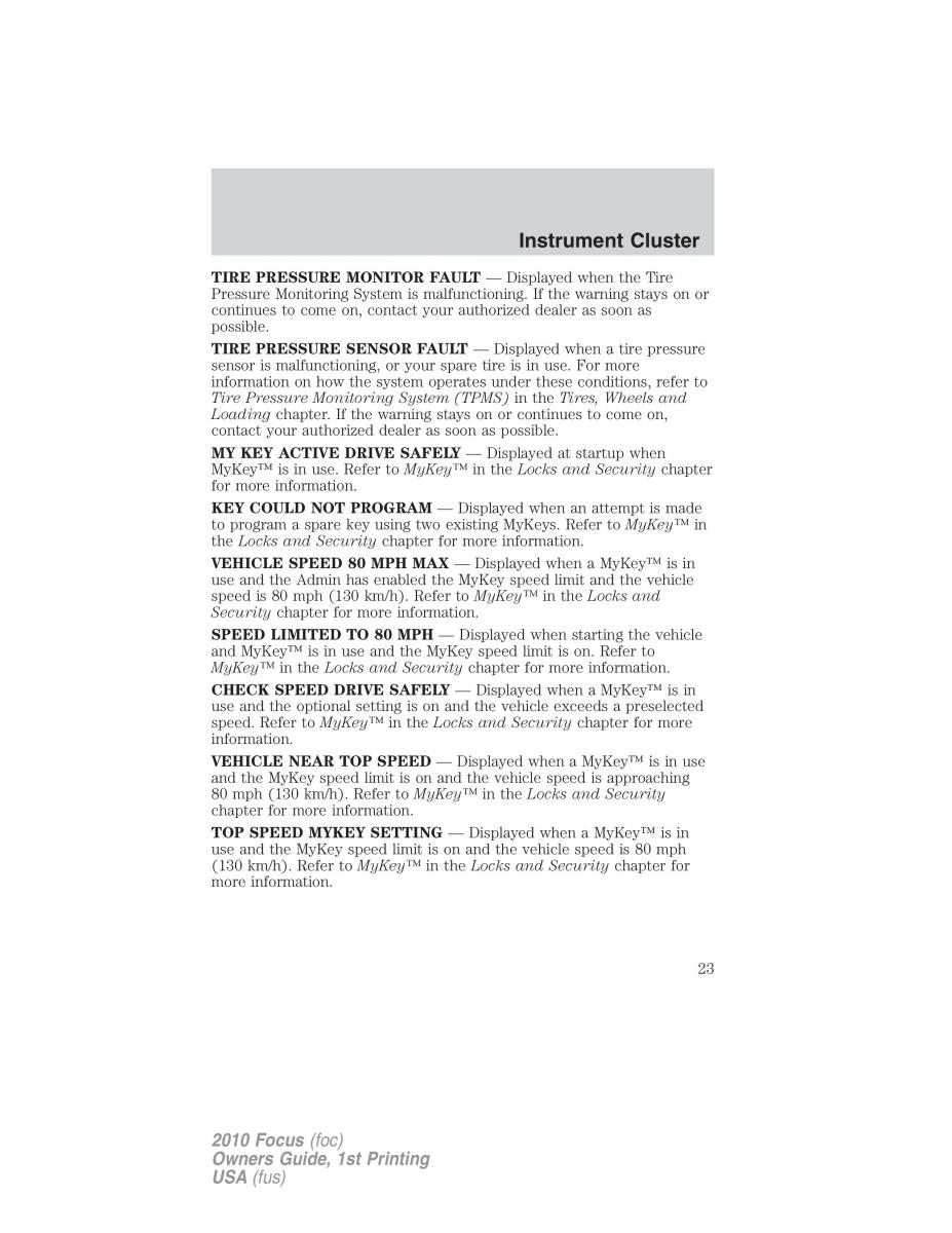 Ford Focus II 2 owners manual / page 23