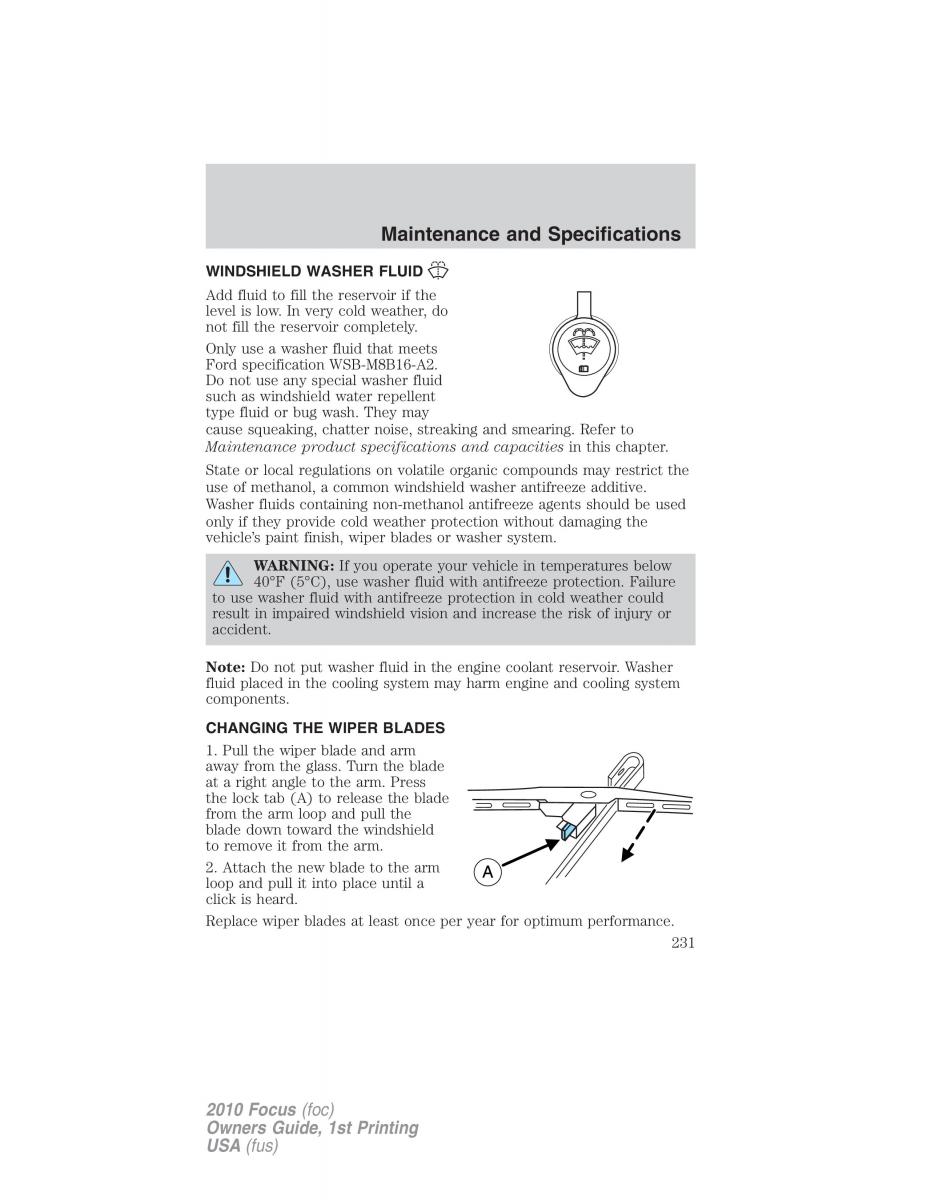 Ford Focus II 2 owners manual / page 231